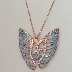 Angel wing handmade butterfly evileye 925 necklace